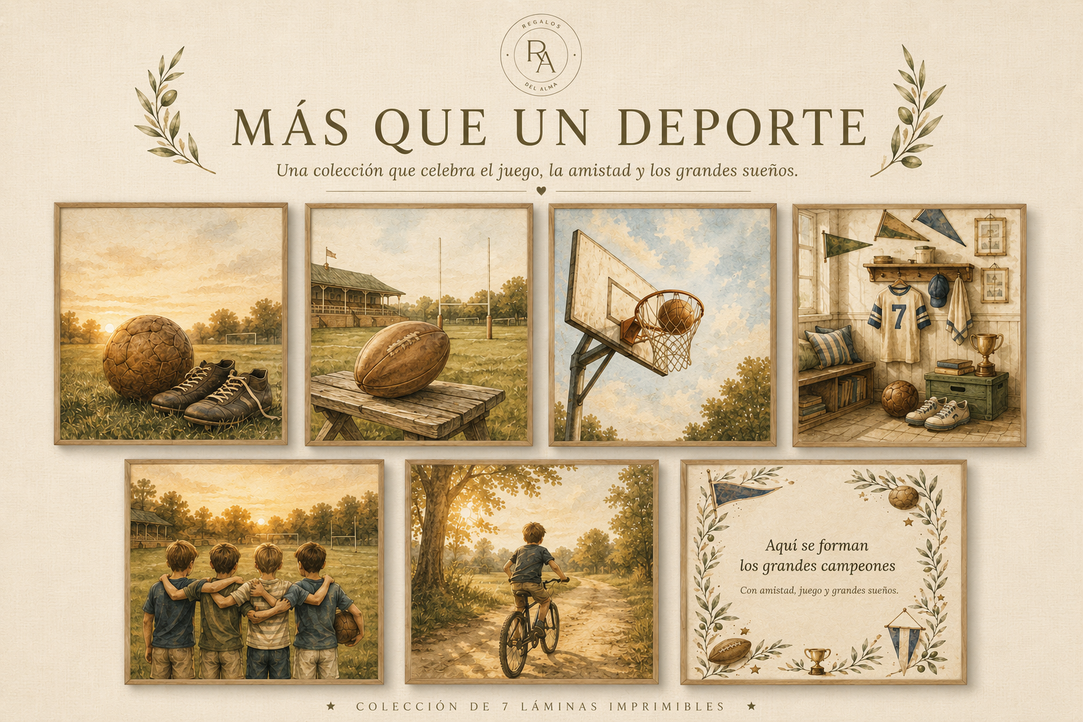 Más que un deporte: 7 láminas para imprimir en A4 y A3 — Una colección que celebra el juego y los grandes sueños