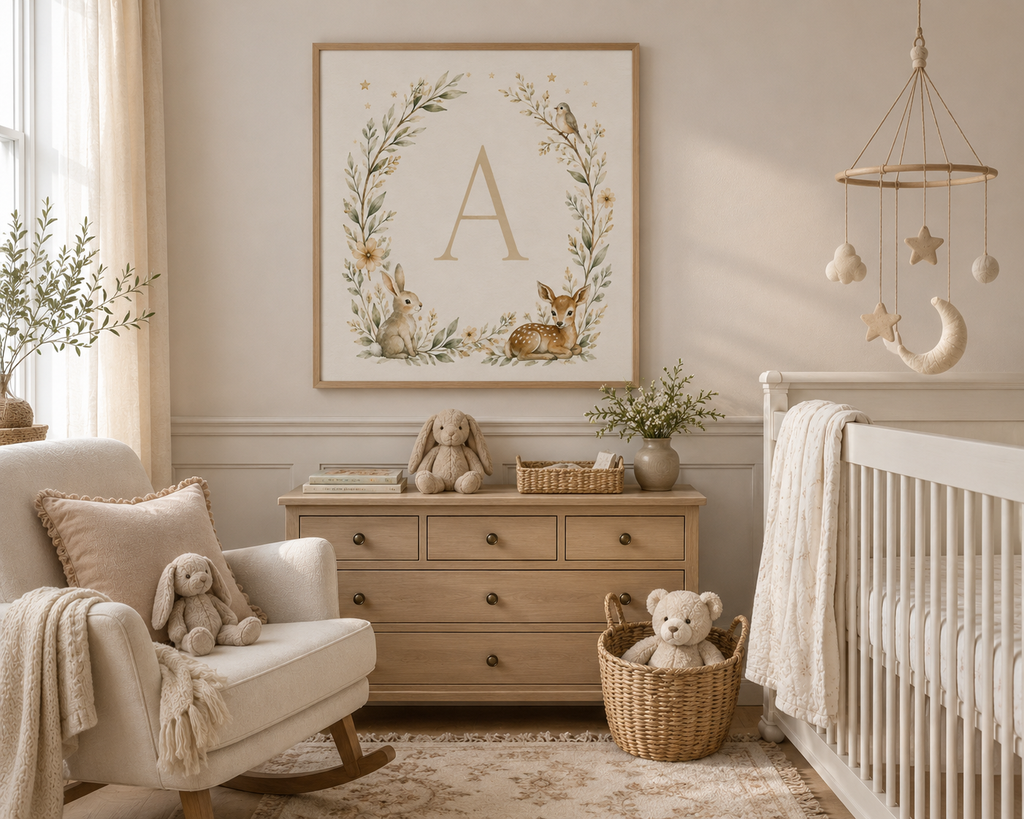 Inicial Personalizada para Cuarto Infantil | Lámina Decorativa Imprimible (A4 y A3)