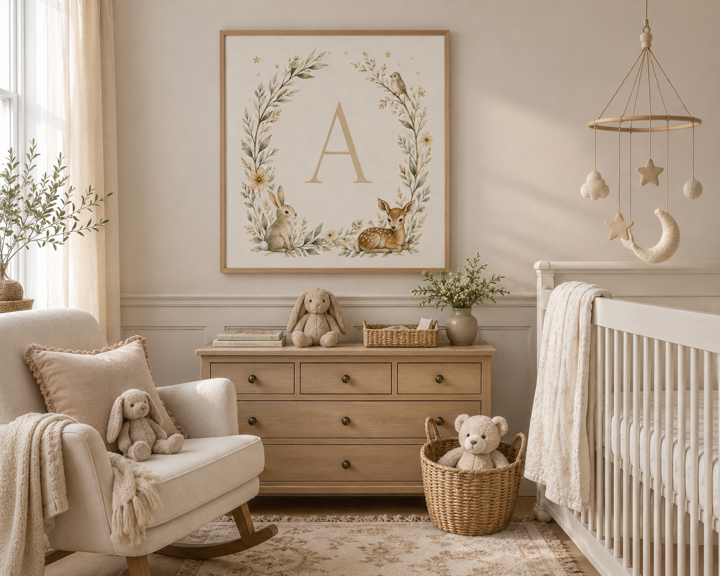 Inicial Personalizada para Cuarto Infantil | Lámina Decorativa Imprimible (A4 y A3)