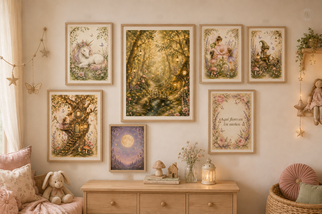 Bosque Encantado: 7 láminas para imprimir en A4 y A3 — Decorá el cuarto con magia y ternura